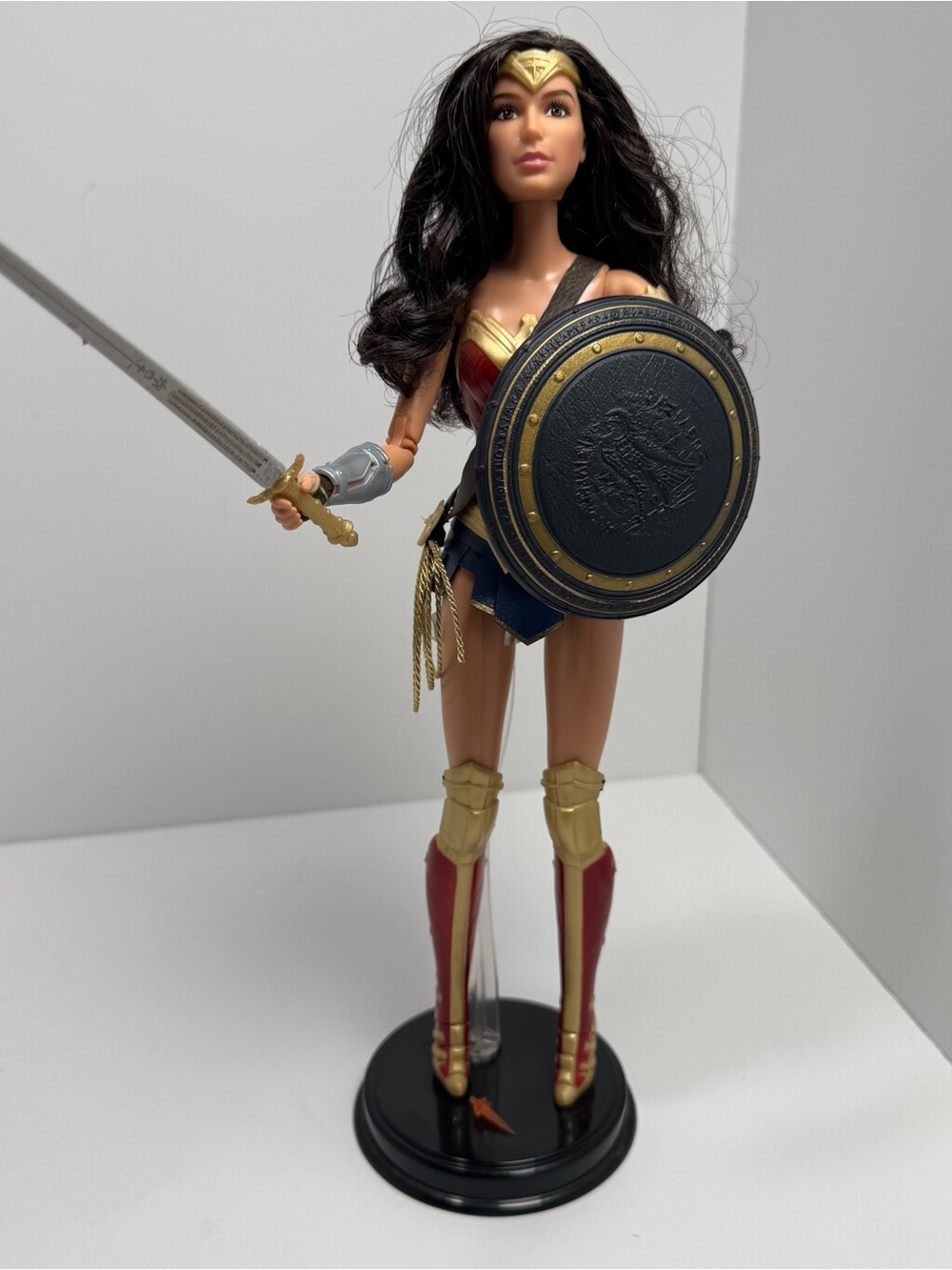 Wonder Woman Doll DC Comics Figure w/ Sword Shield Armor & Stand